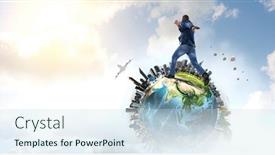  Presentation with gravity - Colorful slide deck enhanced with businessman-jumping-in-gravity-mixed backdrop and a sky blue colored foreground