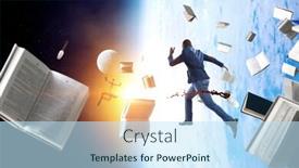  Presentation with gravity - Colorful slide set enhanced with businessman-jumping-in-gravity-mixed backdrop and a sky blue colored foreground