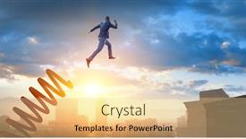  Presentation with media - Presentation theme enhanced with businessman-jumping-on-springboard-mixed background and a lemonade colored foreground