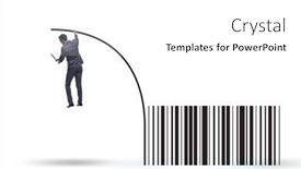  Presentation with code - Theme having businessman-jumping-over-bar-code background and a white colored foreground