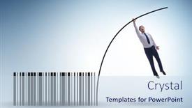  Presentation with pole - Slides consisting of businessman-jumping-over-bar-code background and a sky blue colored foreground