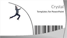  Presentation with pole - PPT layouts with businessman-jumping-over-bar-code background and a white colored foreground
