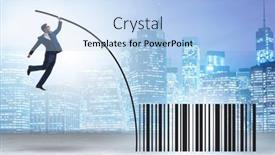  Presentation with pole - Slides featuring businessman-jumping-over-bar-code background and a light blue colored foreground