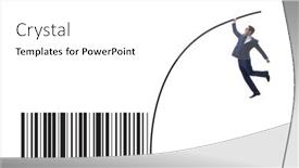  Presentation with pole - Presentation consisting of businessman-jumping-over-bar-code background and a white colored foreground