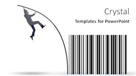  Presentation with pole - Presentation consisting of businessman-jumping-over-bar-code background and a white colored foreground