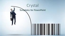  Presentation with pole - Slide set enhanced with businessman-jumping-over-bar-code background and a sky blue colored foreground