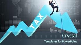  Presentation with tax evasion - Slide deck with businessman jumping over tax background and a ocean colored foreground