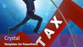  Presentation with tax avoidance - Beautiful slide deck featuring businessman jumping over tax in tax evasion avoidance concept backdrop and a crimson colored foreground