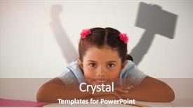  Presentation with multiethnics familly jumping in the air - Colorful slide deck enhanced with businessman jumping while holding briefcase backdrop and a tawny brown colored foreground