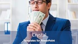  Presentation with office king - Beautiful presentation theme featuring businessman-king-with-money backdrop and a ocean colored foreground