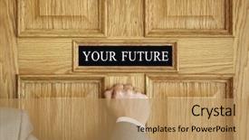 Presentation with human development - Cool new presentation with human resource development - businessman knocking on a door backdrop and a coral colored foreground