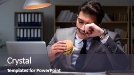  Presentation with burger - Cool new theme with businessman late at night eating backdrop and a  colored foreground