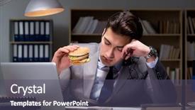  Presentation with burger - Amazing presentation having businessman late at night eating backdrop and a violet colored foreground
