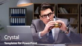  Presentation with harlem night - Audience pleasing PPT theme consisting of businessman late at night eating backdrop and a  colored foreground