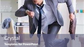  Presentation with late - Presentation theme enhanced with businessman-late-for-office-due background and a ocean colored foreground