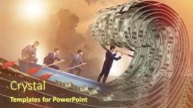  Presentation with wave - Slide deck consisting of businessman-leading-his-team-through background and a tawny brown colored foreground