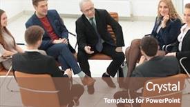  Presentation with data meeting education - Slides enhanced with businessman leading meeting at boardroom background and a  colored foreground