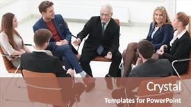  Presentation with business challenge businessman entrance maze - Theme having businessman leading meeting at boardroom background and a  colored foreground