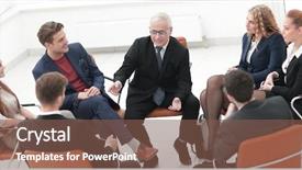  Presentation with management review meeting education - Cool new theme with businessman leading meeting at boardroom backdrop and a  colored foreground