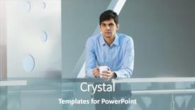  Presentation with businessman loses - Beautiful theme featuring businessman leaning on balcony railings backdrop and a seafoam green colored foreground