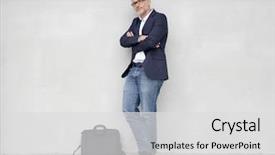  Presentation with concrete - Colorful presentation enhanced with businessman leaning on concrete wall backdrop and a light gray colored foreground