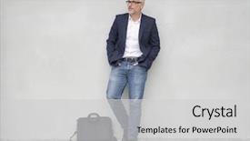  Presentation with concrete - Colorful presentation enhanced with businessman leaning on concrete wall backdrop and a light gray colored foreground