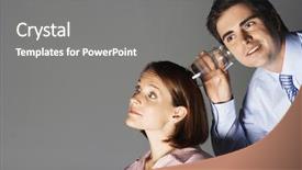  Presentation with glass human head brain - Colorful slides enhanced with businessman listening through glass backdrop and a gray colored foreground