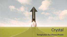  Presentation with road - Amazing slide deck having businessman lokking at 3d road backdrop and a  colored foreground