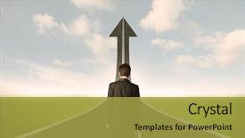  Presentation with road - Slide set enhanced with businessman lokking at 3d road background and a gold colored foreground