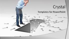  Presentation with pair eyes looking down - Colorful PPT layouts enhanced with businessman look down in hole backdrop and a light gray colored foreground