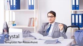  Presentation with neonatal premature newborn baby girl - PPT layouts enhanced with businessman looking after newborn baby background and a  colored foreground