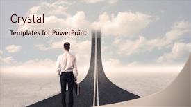  Presentation with forward - Colorful theme enhanced with businessman looking at 3d road backdrop and a lemonade colored foreground