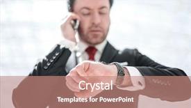  Presentation with executive functions - Presentation theme consisting of businessman looking at a wristwatch background and a  colored foreground