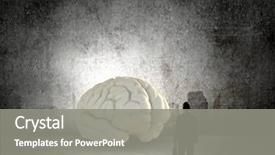  Presentation with 3d brain model - Slide deck enhanced with businessman looking at big brain background and a gray colored foreground