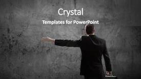  Presentation with rear view mirror - Slide set enhanced with businessman looking at blank cement background and a  colored foreground