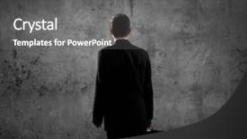  Presentation with rear view of bodyguard - Presentation design having businessman looking at blank cement background and a gray colored foreground