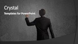  Presentation with rear view mirror - Presentation theme enhanced with businessman looking at blank cement background and a  colored foreground