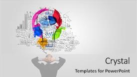  Presentation with idea - PPT theme having businessman looking at business idea background and a light gray colored foreground