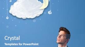  Presentation with cartoon - Slide set enhanced with looking at cartoon night clouds background and a teal colored foreground