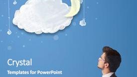  Presentation with cartoon zombie - Audience pleasing presentation theme consisting of businessman looking at cartoon night backdrop and a teal colored foreground