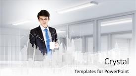  Presentation with digital project - Amazing PPT theme having businessman looking at digital construction backdrop and a white colored foreground