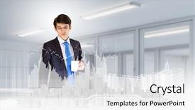  Presentation with digital project - Beautiful theme featuring businessman looking at digital construction project of modern city backdrop and a white colored foreground