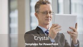  Presentation with digital - Slides consisting of businessman-looking-at-digital-tablet background and a  colored foreground