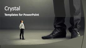  Presentation with idea - PPT theme consisting of businessman looking at his big background and a gray colored foreground