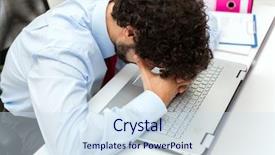  Presentation with stressed - Slide deck with businessman looking at his computer background and a sky blue colored foreground