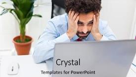  Presentation with angry - Amazing slides having businessman looking at his computer backdrop and a light gray colored foreground