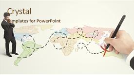  Presentation with route - Presentation theme having businessman looking at map background and a cream colored foreground