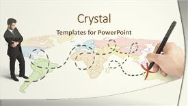  Presentation with route - Colorful slide set enhanced with businessman looking at map backdrop and a cream colored foreground