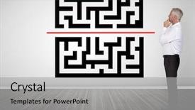  Presentation with code - Audience pleasing PPT theme consisting of businessman looking at qr code backdrop and a light gray colored foreground