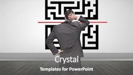  Presentation with code - Theme having woman sitting at office desk background and a gray colored foreground.